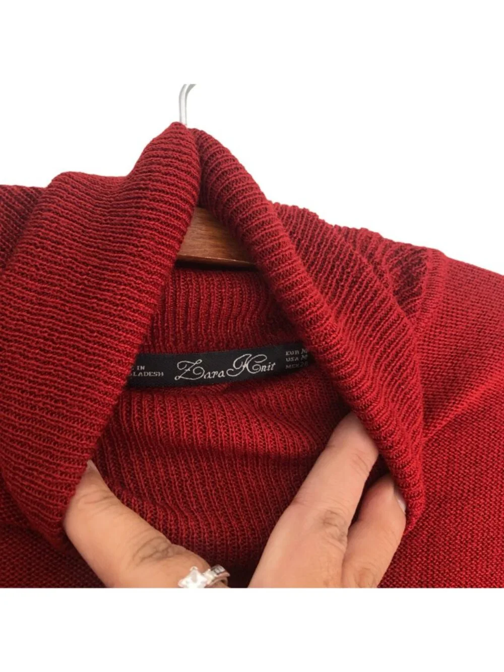 Zara Knits Womens Rust Turtleneck Back Cut Out Sweater Top Size Medium